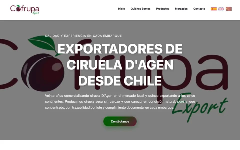 Sitio web de Cofrupa desarrollado por R3Q