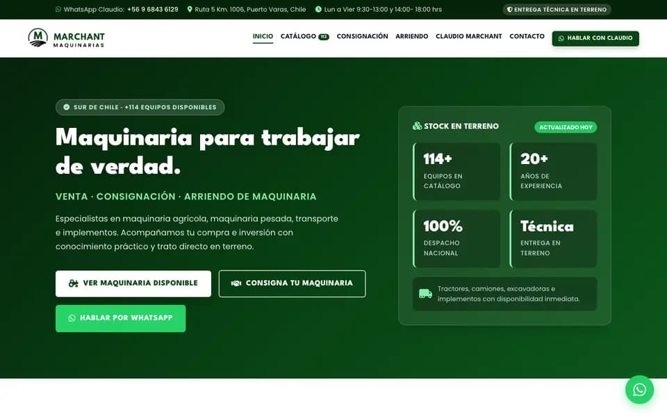 Sitio web de Marchant Maquinarias desarrollado por R3Q