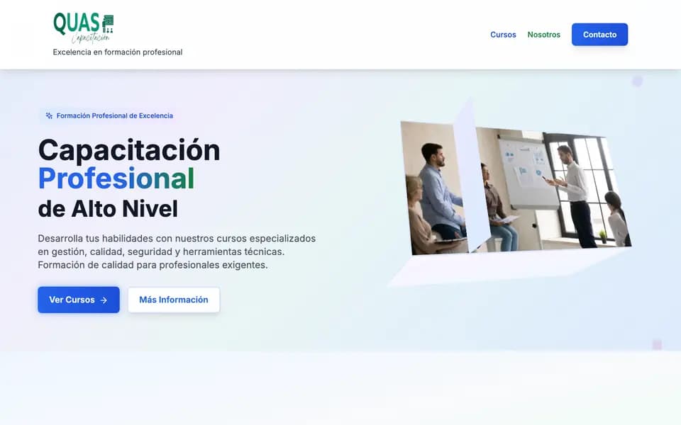 Sitio web de QUAS Capacitación desarrollado por R3Q