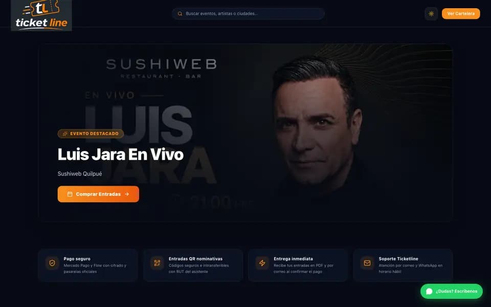 Sitio web de Ticketline desarrollado por R3Q