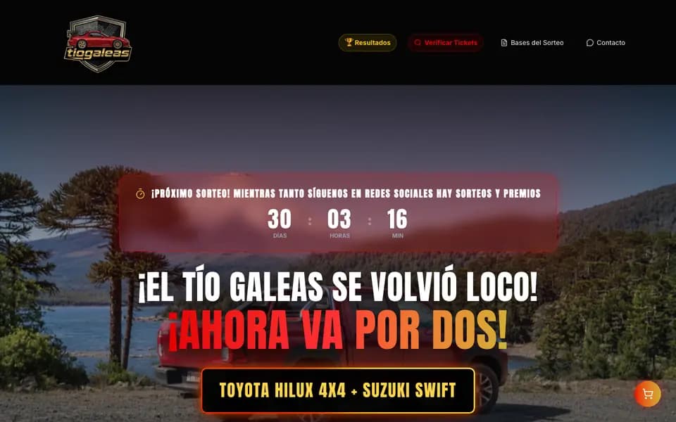 Sitio web de Tío Galeas desarrollado por R3Q